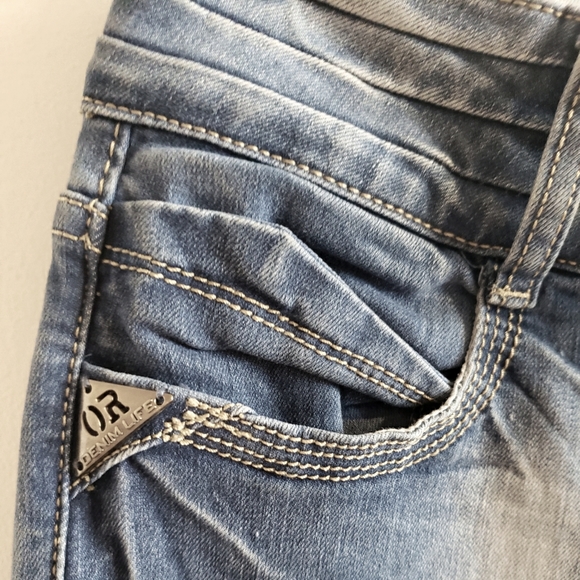 Original Denim Distressed Rhinestone Faded Jeans Women Size 42 eur - Picture 9 of 12